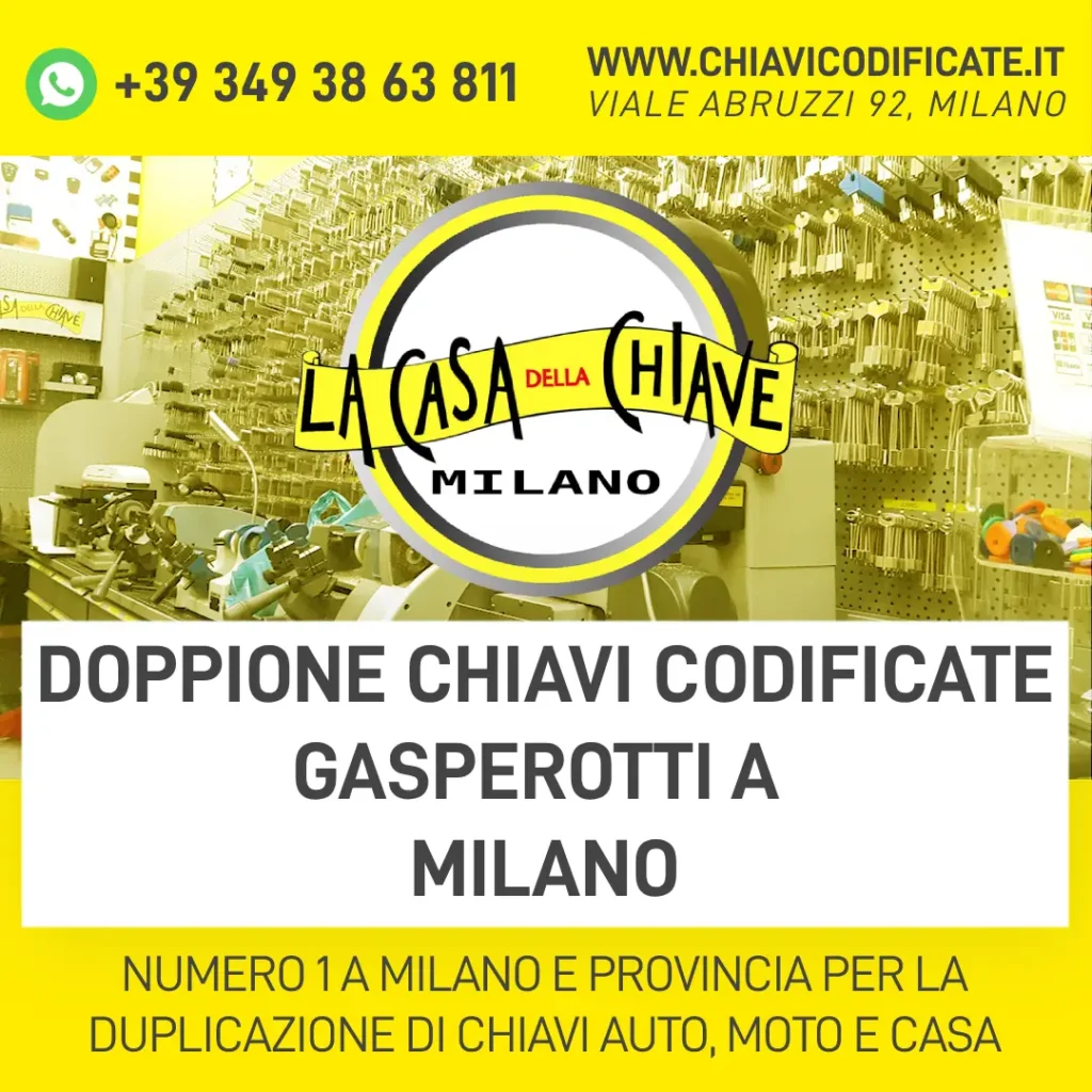DOPPIONE CHIAVI CODIFICATE GASPEROTTI A MILANO