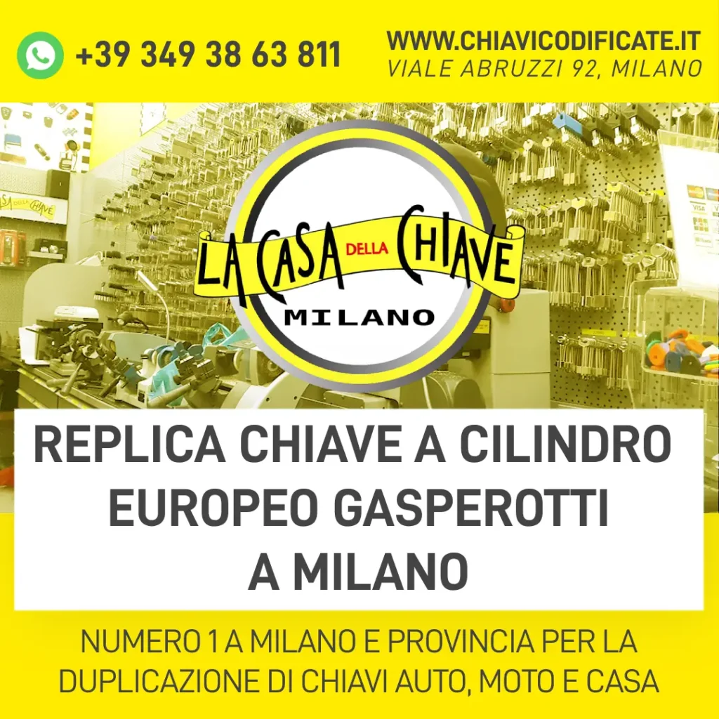 REPLICA CHIAVE A CILINDRO EUROPEO GASPEROTTI A MILANO