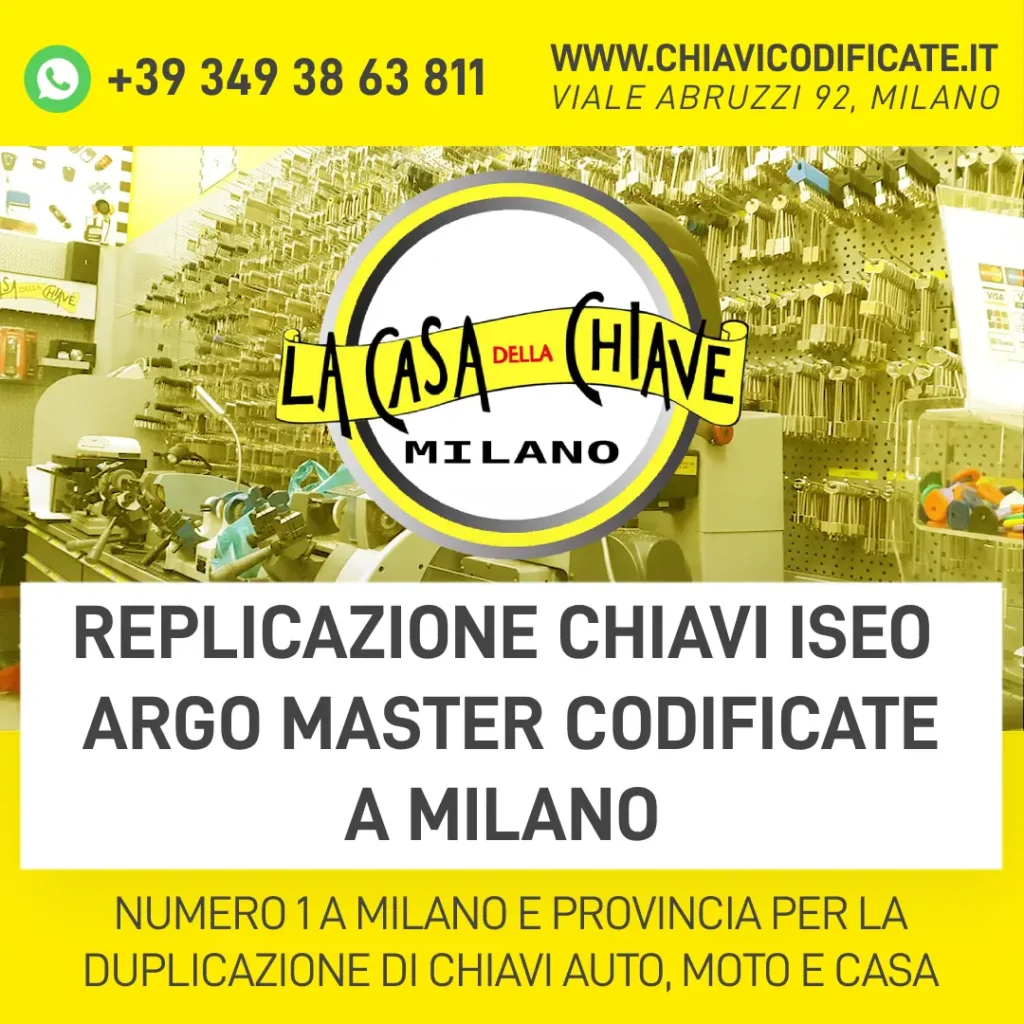 REPLICAZIONE CHIAVI ISEO ARGO MASTER CODIFICATE A MILANO
