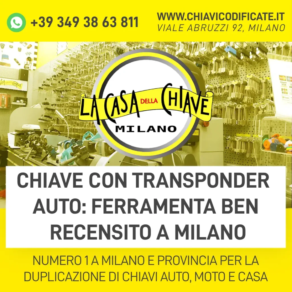 Chiave con transponder auto ferramenta ben recensito a Milano