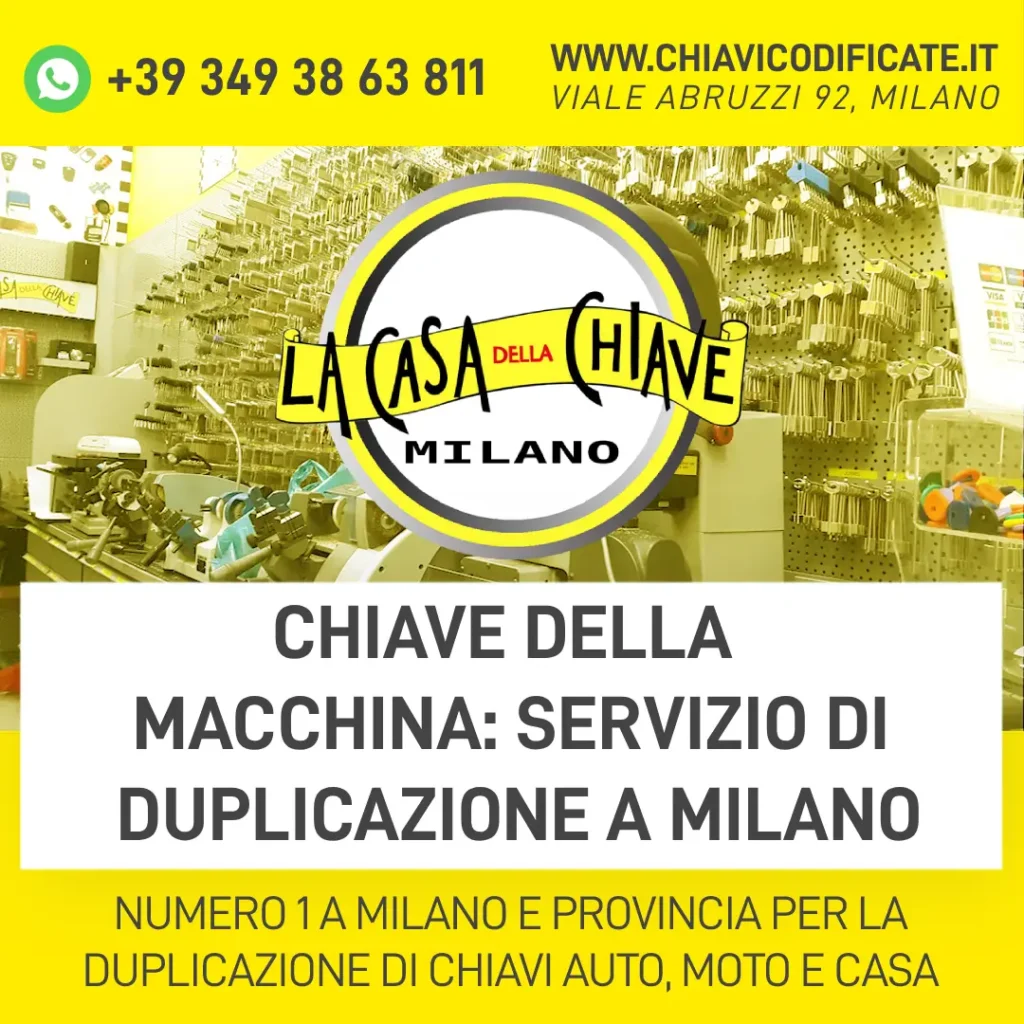 Chiave della macchina servizio di duplicazione a Milano