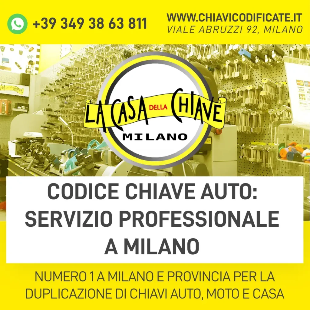 Codice chiave auto servizio professionale a Milano