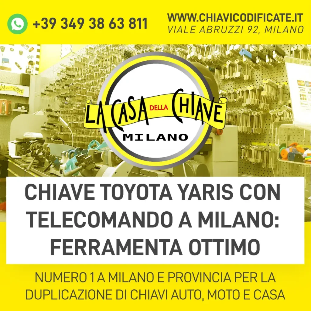 Chiave Toyota Yaris con telecomando a Milano ferramenta ottimo
