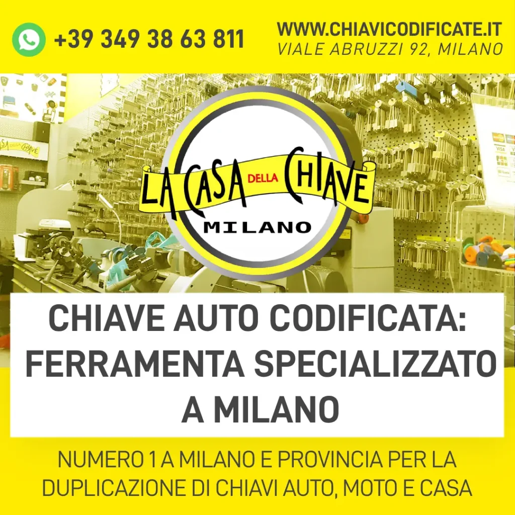 Chiave auto codificata ferramenta specializzato a Milano