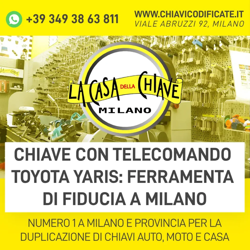 Chiave con telecomando Toyota Yaris ferramenta di fiducia a Milano