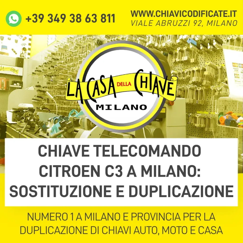 Chiave telecomando Citroen C3 a Milano sostituzione e duplicazione