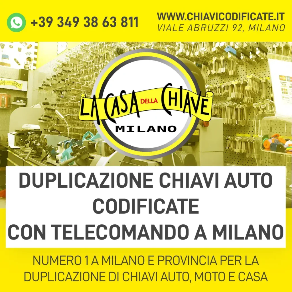 Duplicazione chiavi auto codificate con telecomando a Milano