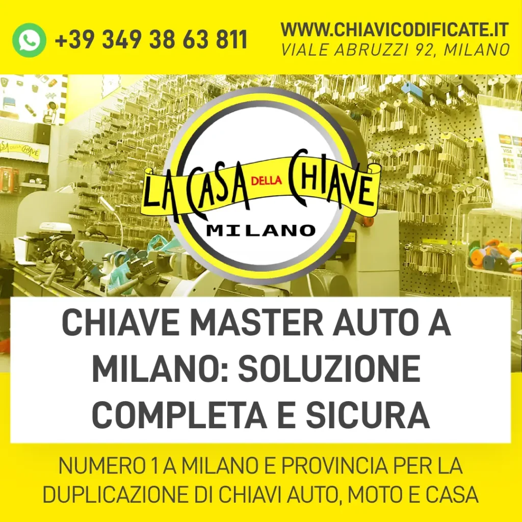Chiave master auto a Milano soluzione completa e sicura