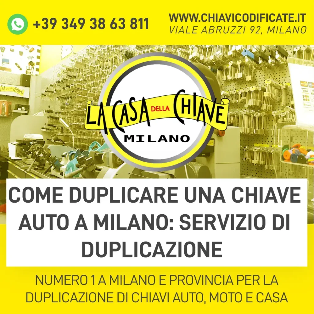 Come duplicare una chiave auto a Milano servizio di duplicazione