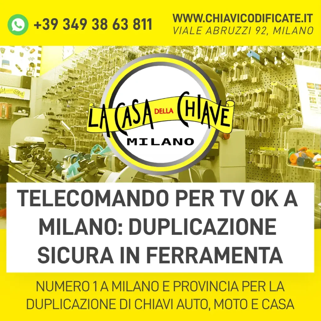 Telecomando per Tv Ok a Milano duplicazione sicura in ferramenta