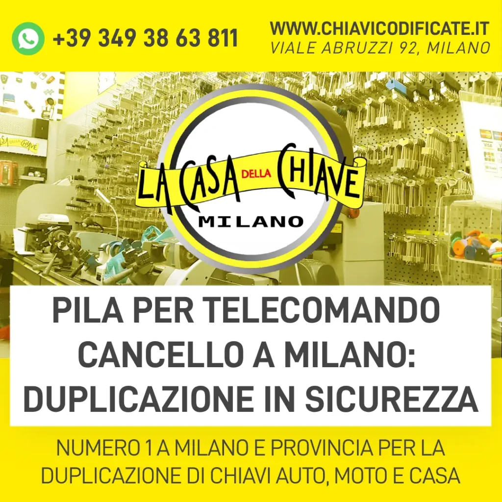Pila per telecomando cancello a Milano duplicazione in sicurezza