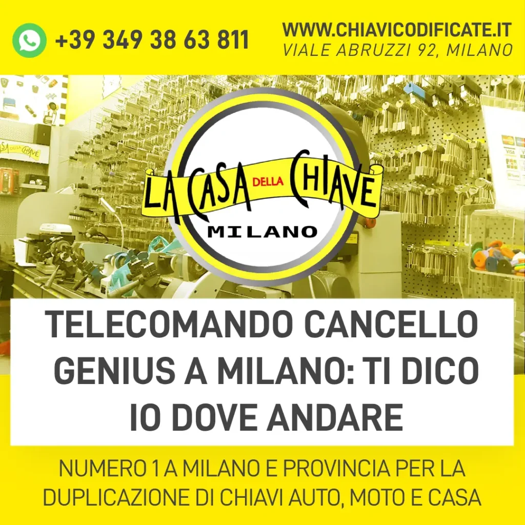 Telecomando cancello Genius a Milano ti dico io dove andare