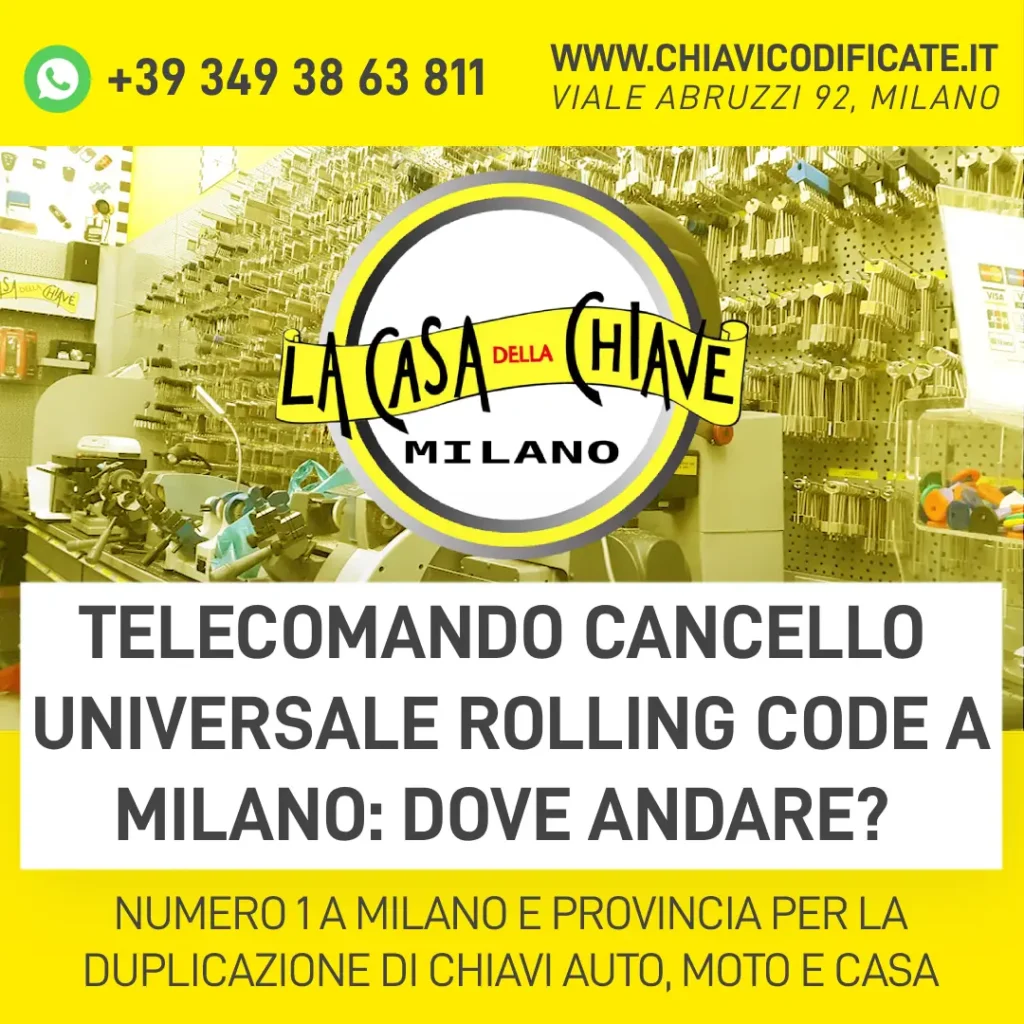 Telecomando cancello universale rolling code a Milano dove andare