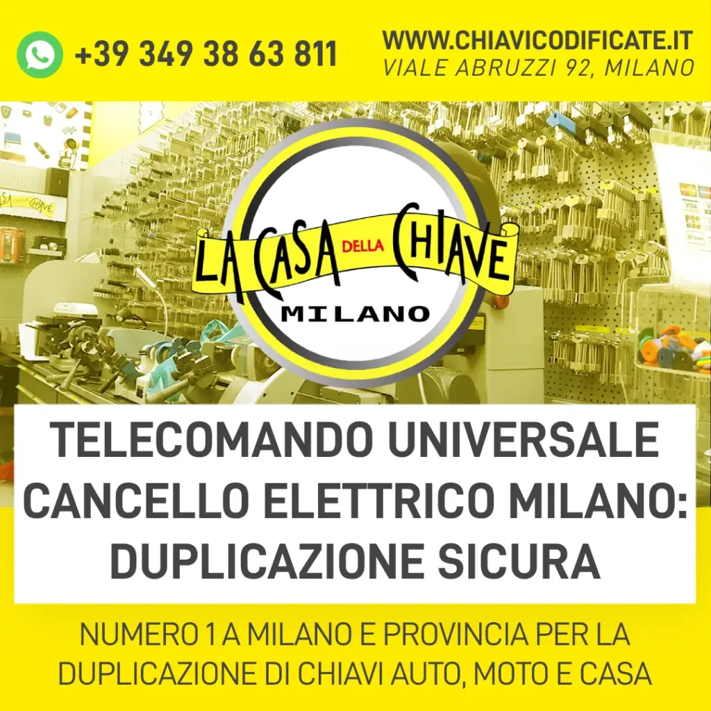 Telecomando universale cancello elettrico Milano duplicazione sicura