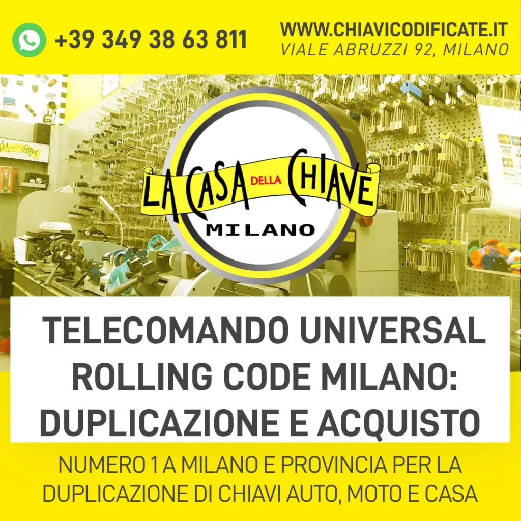 Telecomando universale rolling code Milano: duplicazione e acquisto