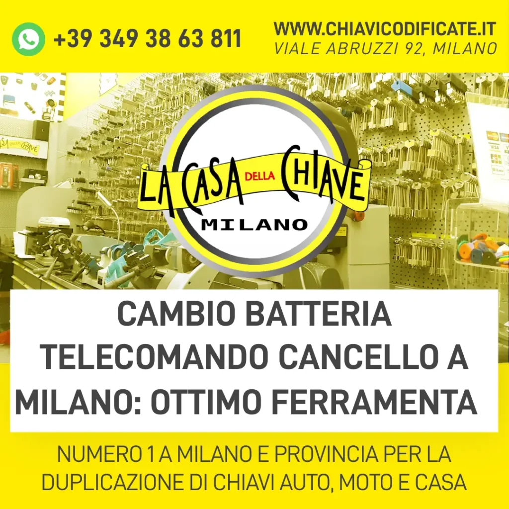 Cambio batteria telecomando cancello a Milano ottimo ferramenta