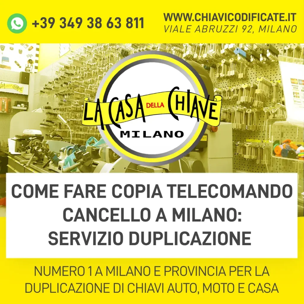 Come fare copia telecomando cancello a Milano servizio duplicazione