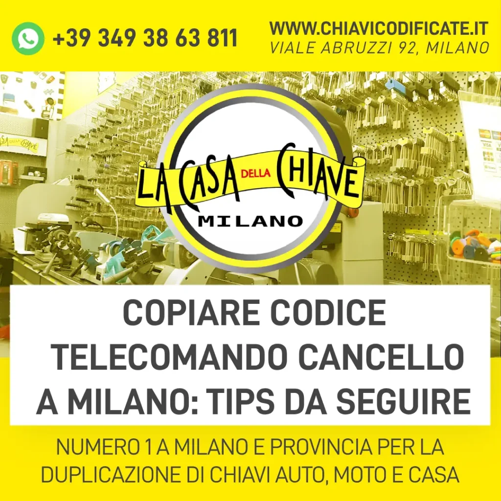 Copiare codice telecomando cancello a Milano tips da seguire