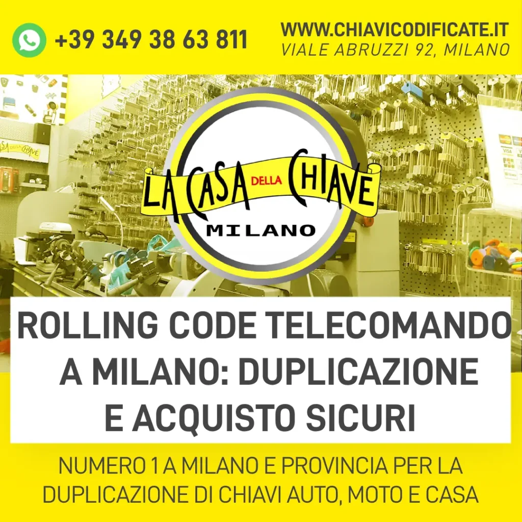 Rolling code telecomando a Milano duplicazione e acquisto sicuri