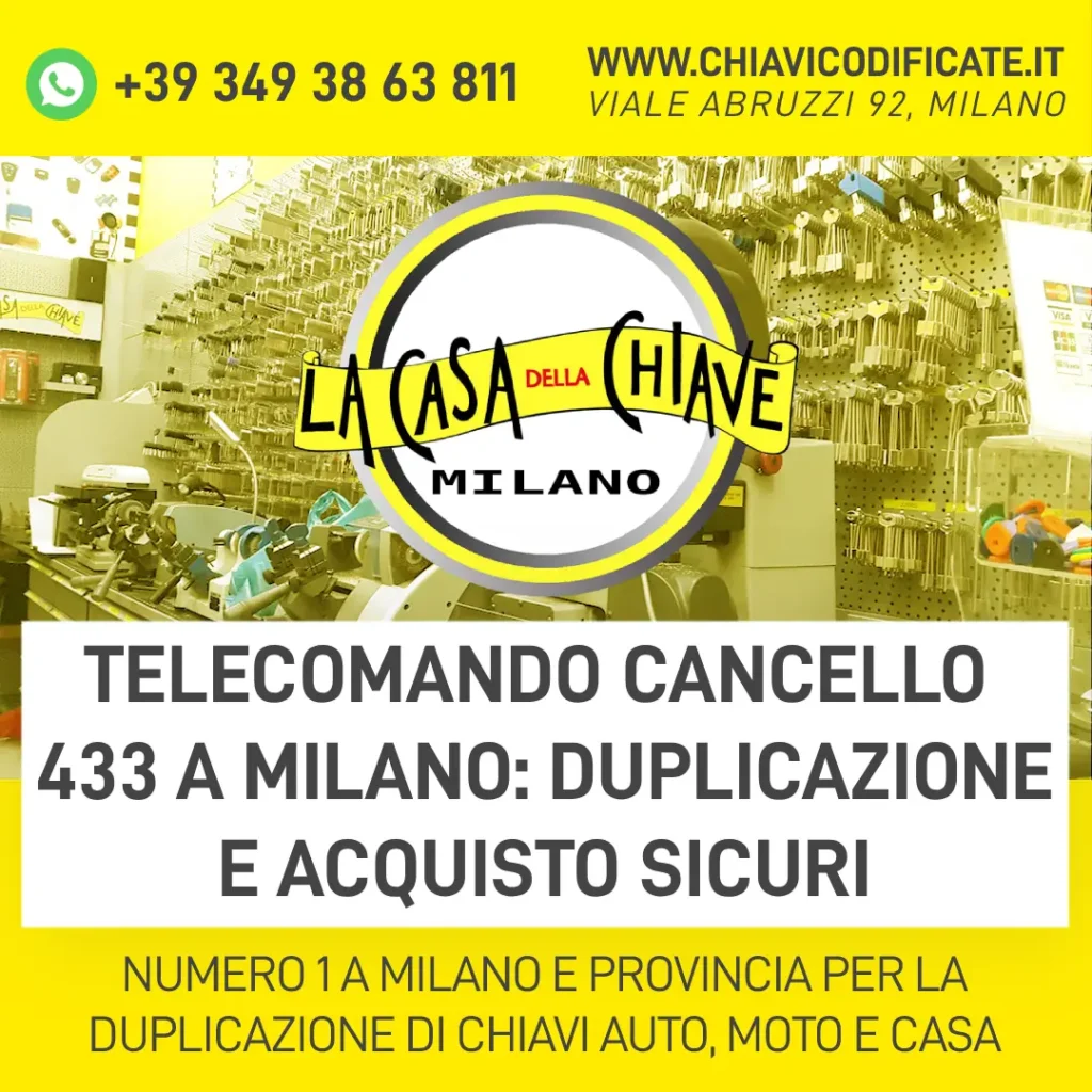 Telecomando cancello 433 a Milano duplicazione e acquisto sicuri
