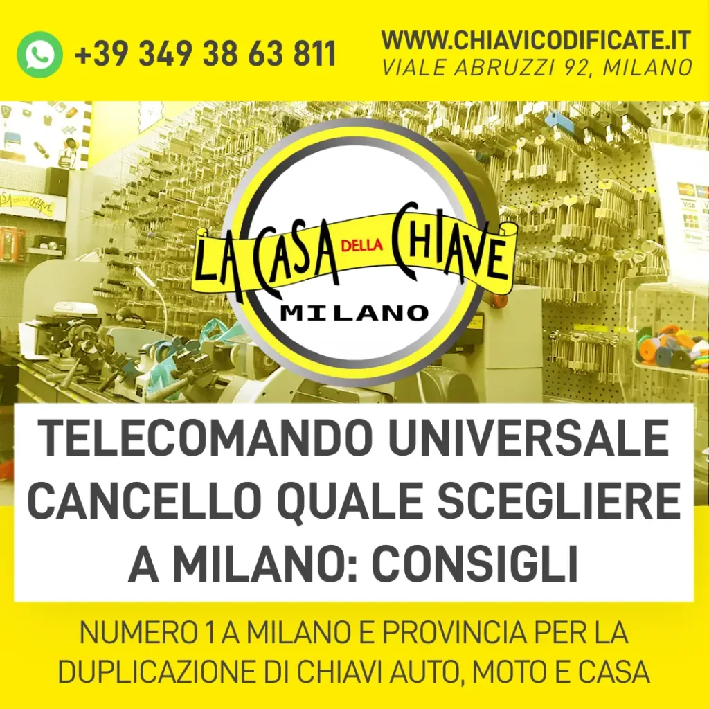 Telecomando universale cancello quale scegliere a Milano consigli