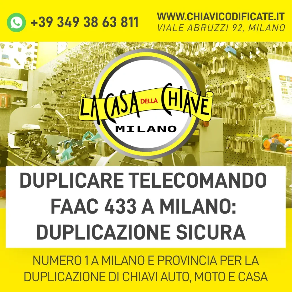 Duplicare telecomando Faac 433 a Milano duplicazione sicura