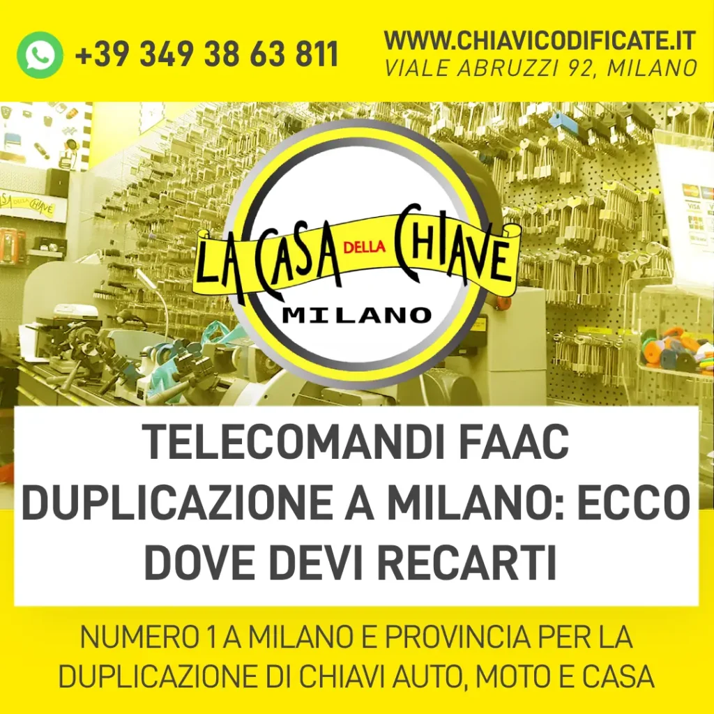 Telecomandi Faac duplicazione a Milano ecco dove devi recarti