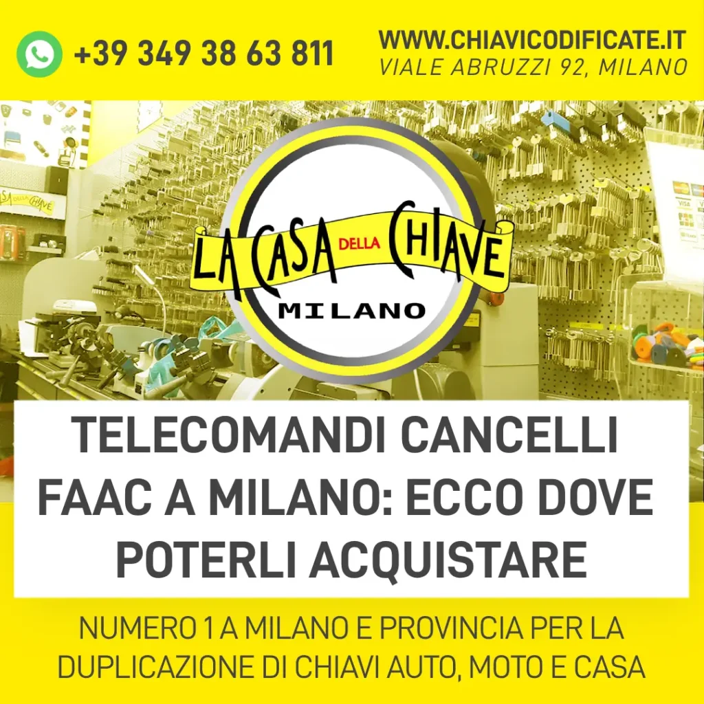 Telecomandi cancelli Faac a Milano ecco dove poterli acquistare
