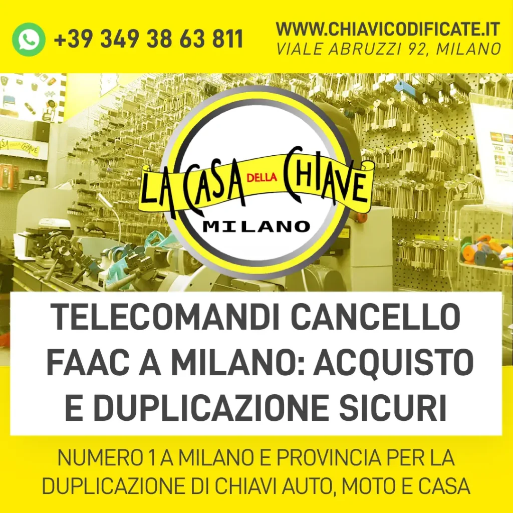 Telecomandi cancello Faac a Milano acquisto e duplicazione sicuri