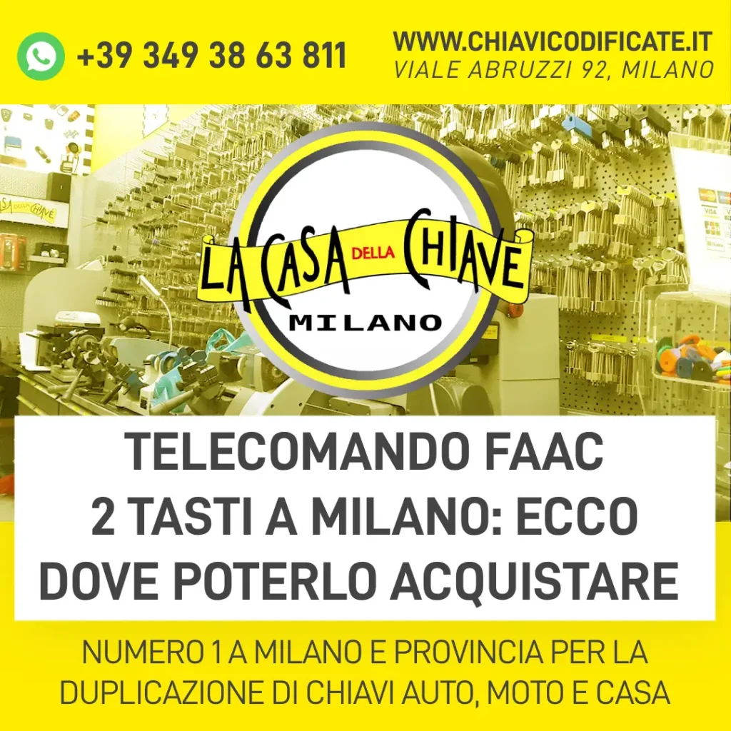 Telecomando Faac 2 tasti a Milano ecco dove poterlo acquistare