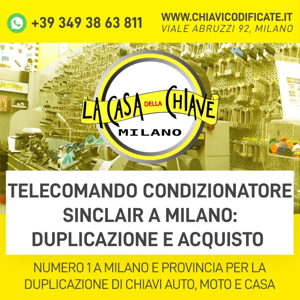 Telecomando condizionatore Sinclair a Milano duplicazione e acquisto