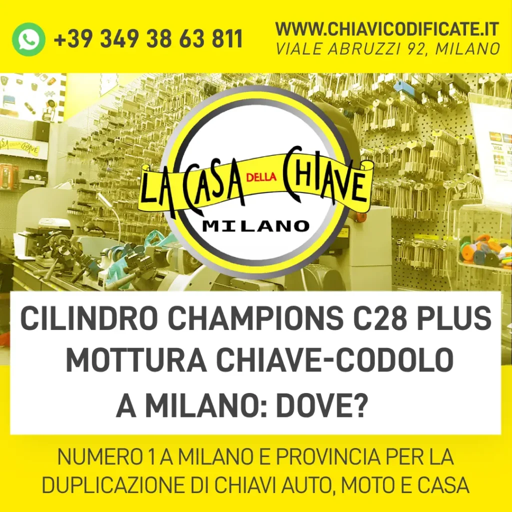 Cilindro champions c28 plus Mottura chiave-codolo a Milano dove