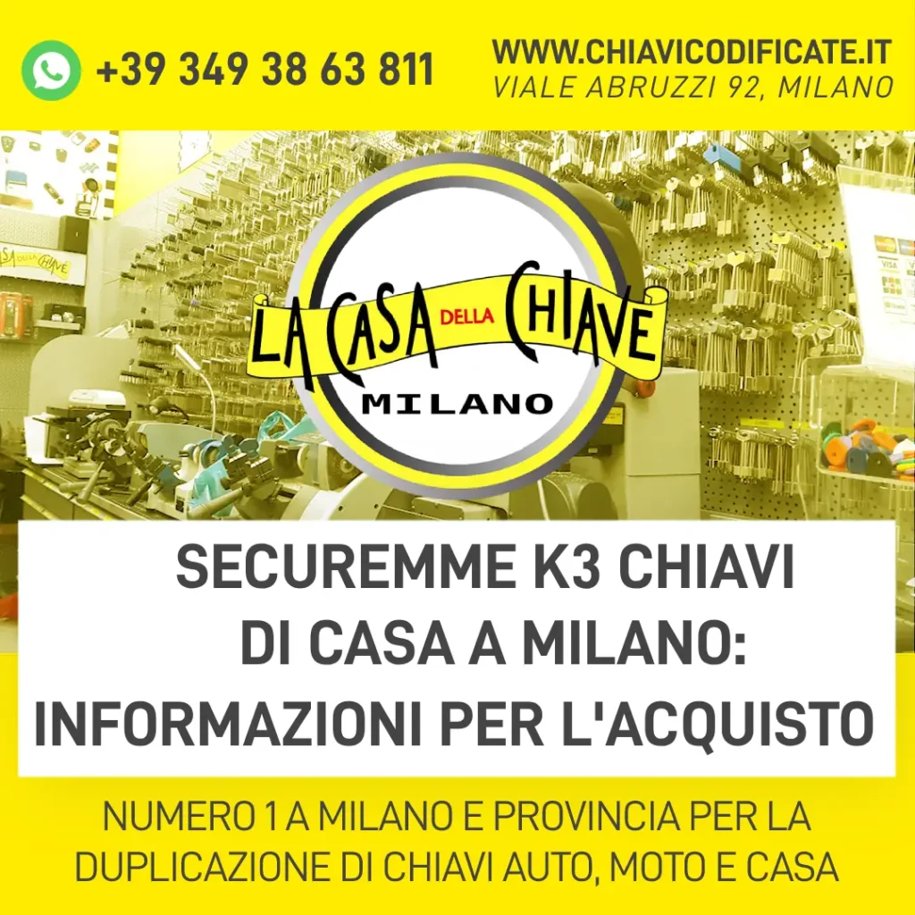 Securemme k3 chiavi di casa a Milano informazioni per l'acquisto