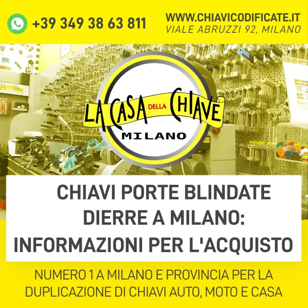 Chiavi porte blindate Dierre a Milano informazioni per l'acquisto