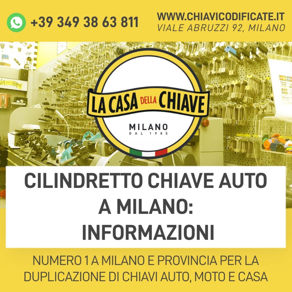 Cilindretto chiave auto a Milano: informazioni