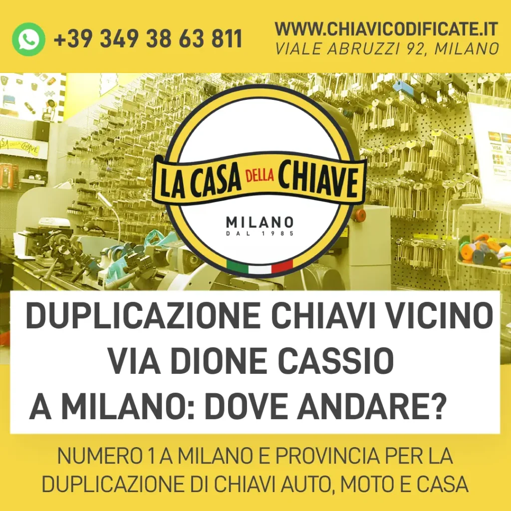 Duplicazione chiavi vicino via Dione Cassio a Milano: dove andare?