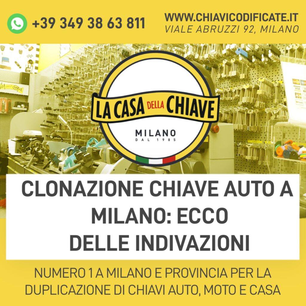 Clonazione chiave auto a Milano: ecco delle indicazioni, vieni da noi alla casa della chiave di Milano in zona Loreto.