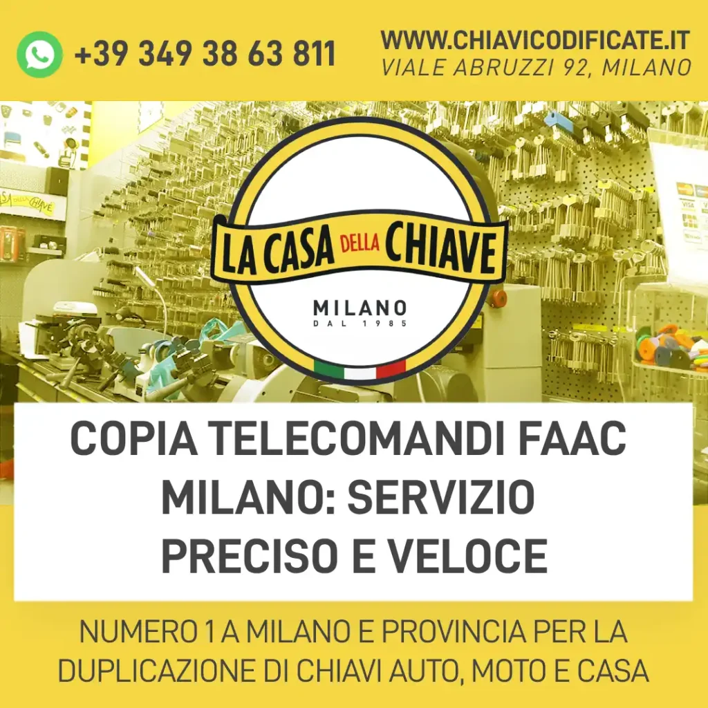 Copia Telecomandi FAAC Milano: servizio preciso e veloce