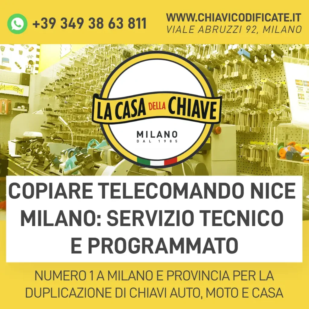 Copiare Telecomando Nice Milano: servizio tecnico e programmato