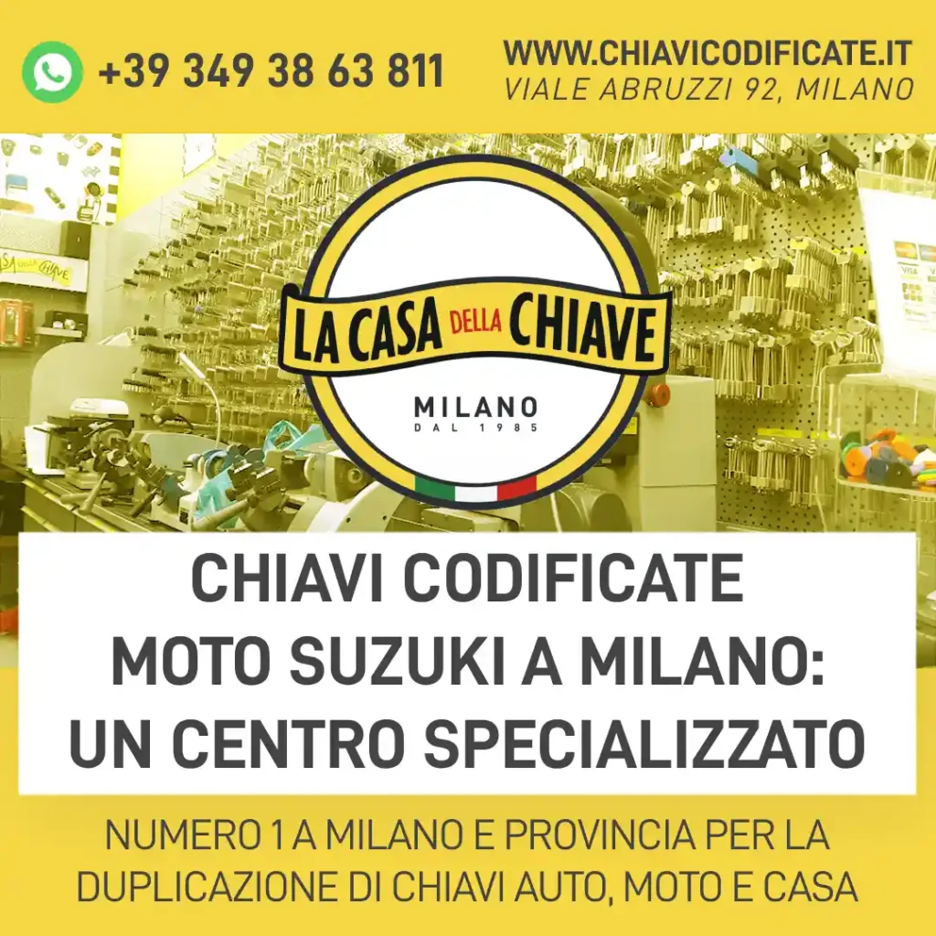 Chiavi codificate moto Suzuki a Milano: un centro specializzato