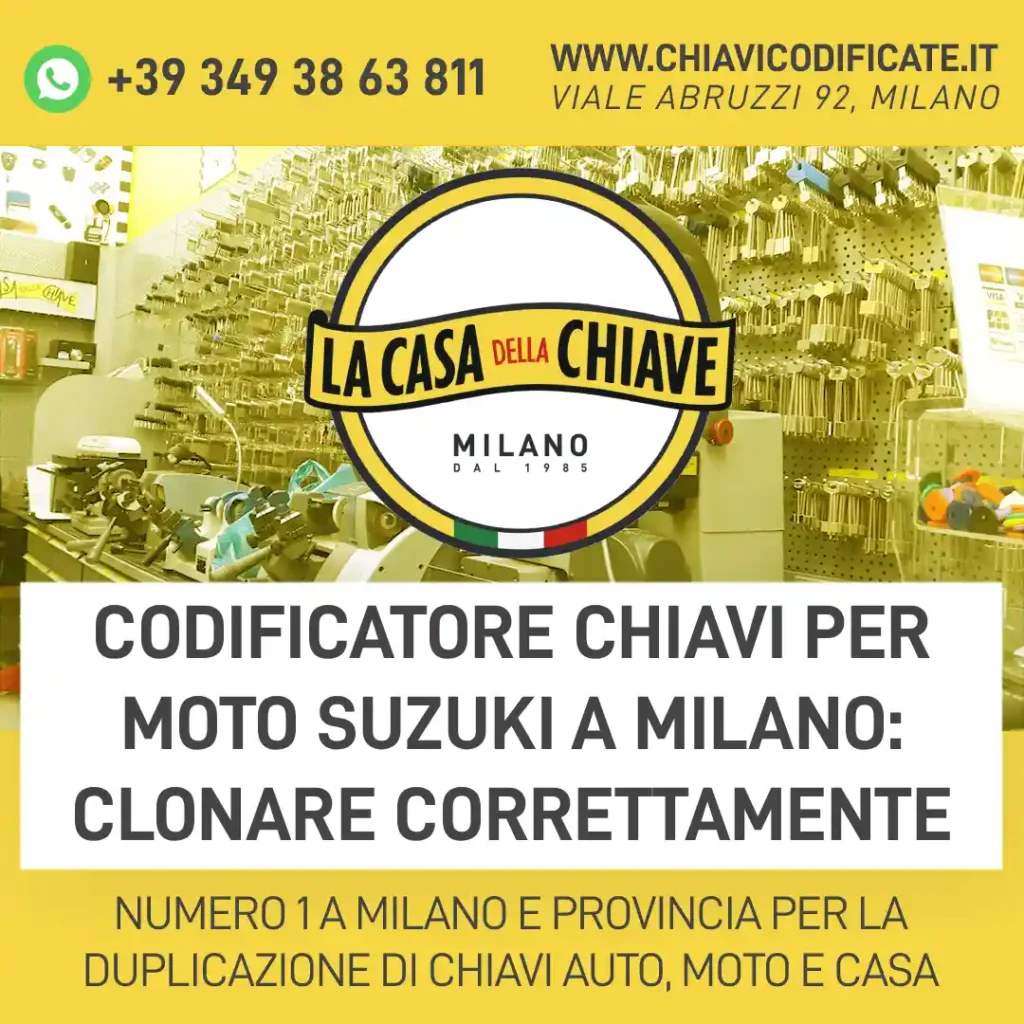 Codificatore chiavi per moto Suzuki a Milano: clonare correttamente