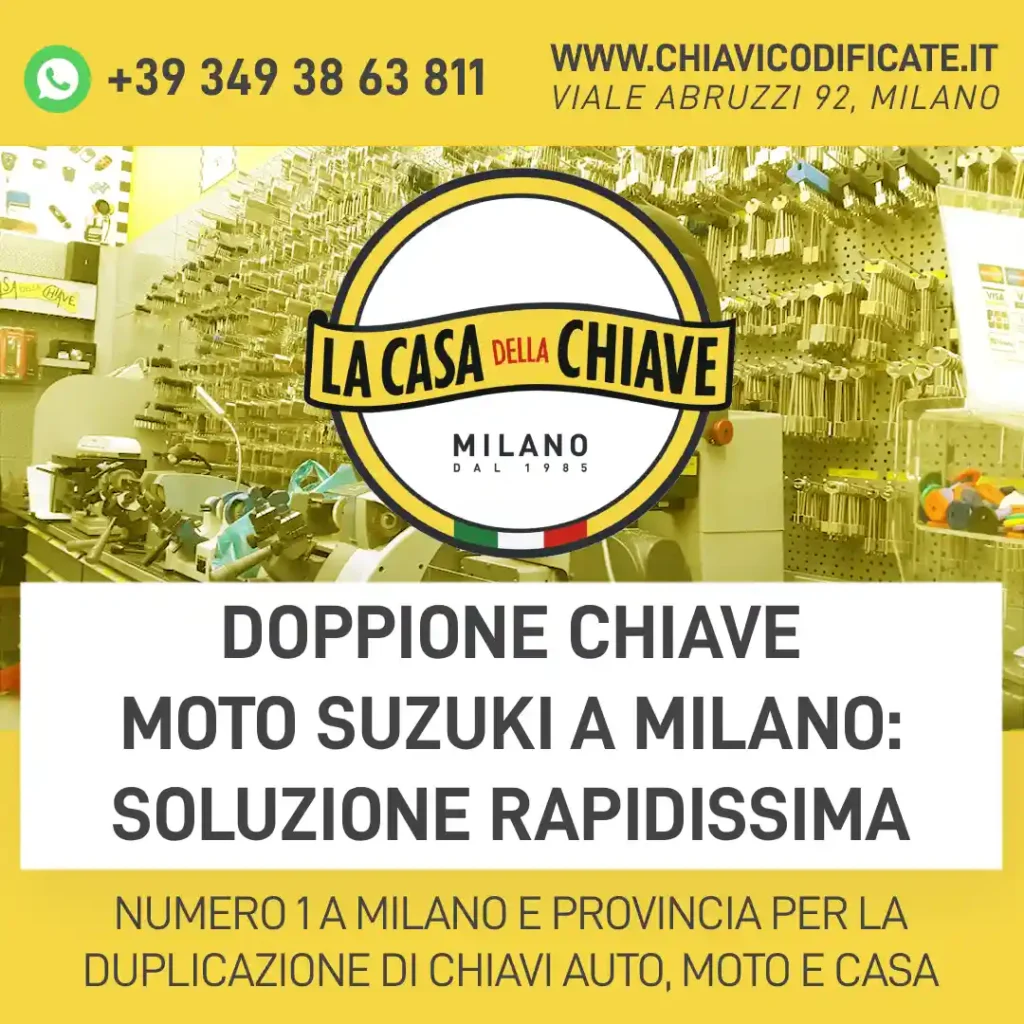 Doppione chiave moto Suzuki a Milano: soluzione rapidissima