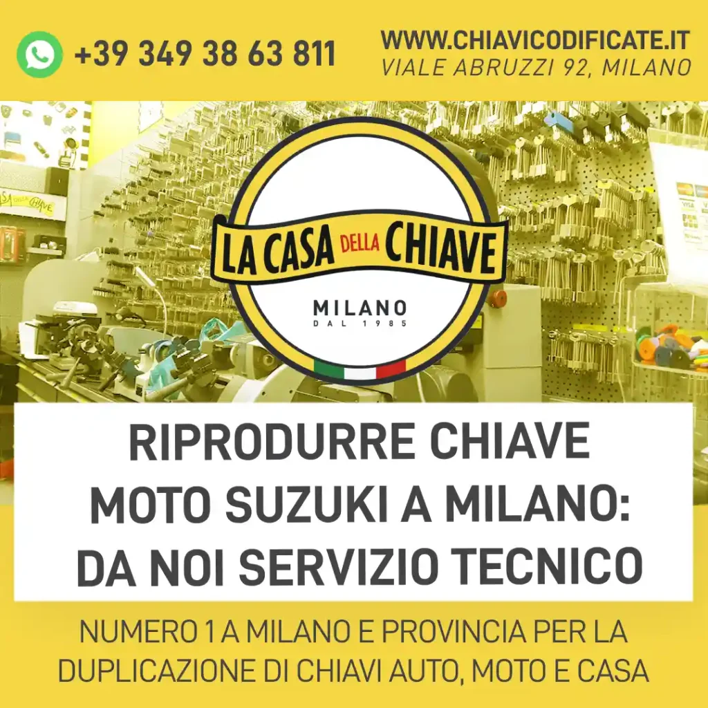Riprodurre chiave moto Suzuki a Milano: da noi servizio tecnico