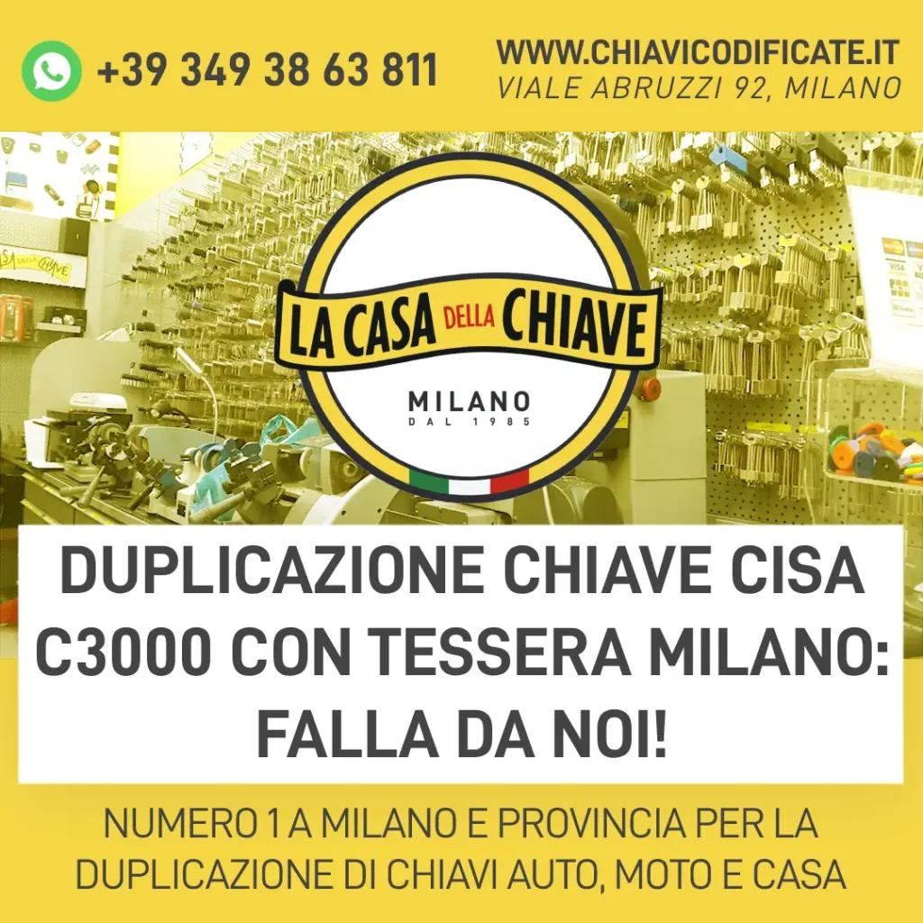 Duplicazione chiave Cisa C3000 con tessera Milano: falla da noi!