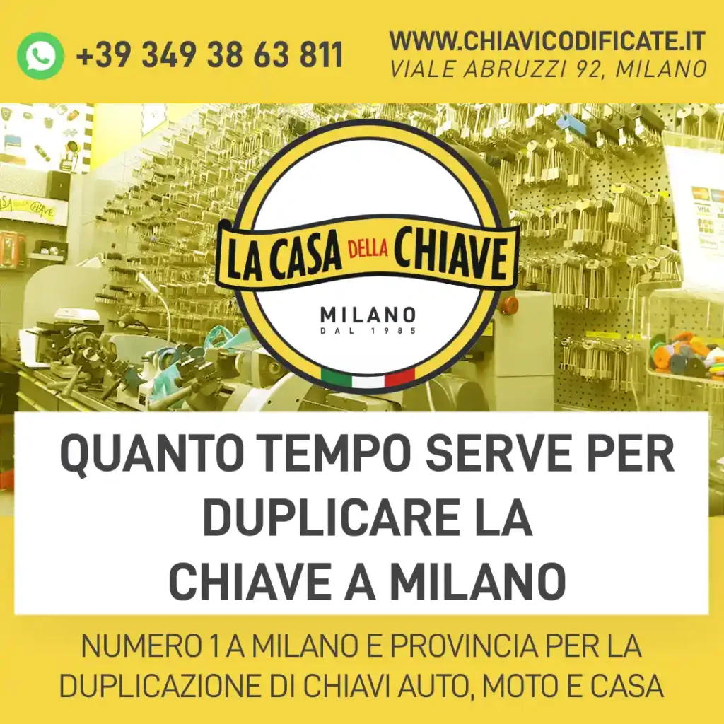 Quanto tempo serve per duplicare la chiave a Milano