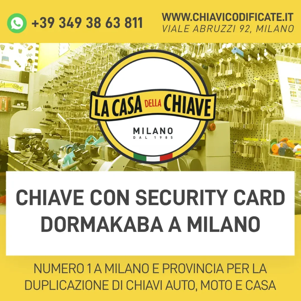 Chiave con security card Dormakaba a Milano