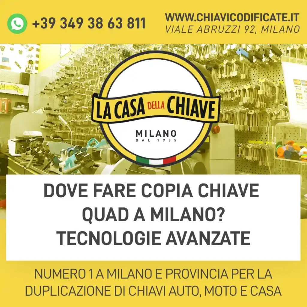 Dove Fare Copia Chiave Quad a Milano? Tecnologie Avanzate