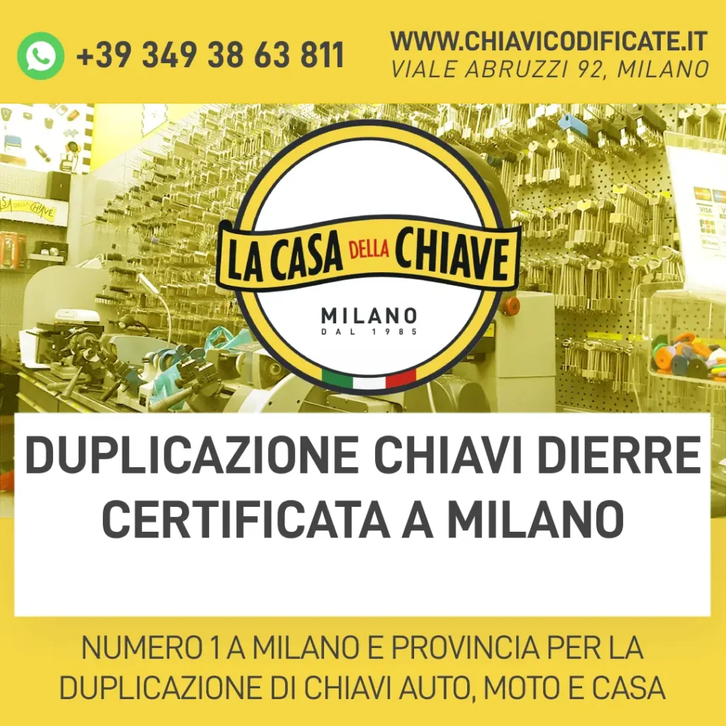 Duplicazione chiavi Dierre certificata a Milano