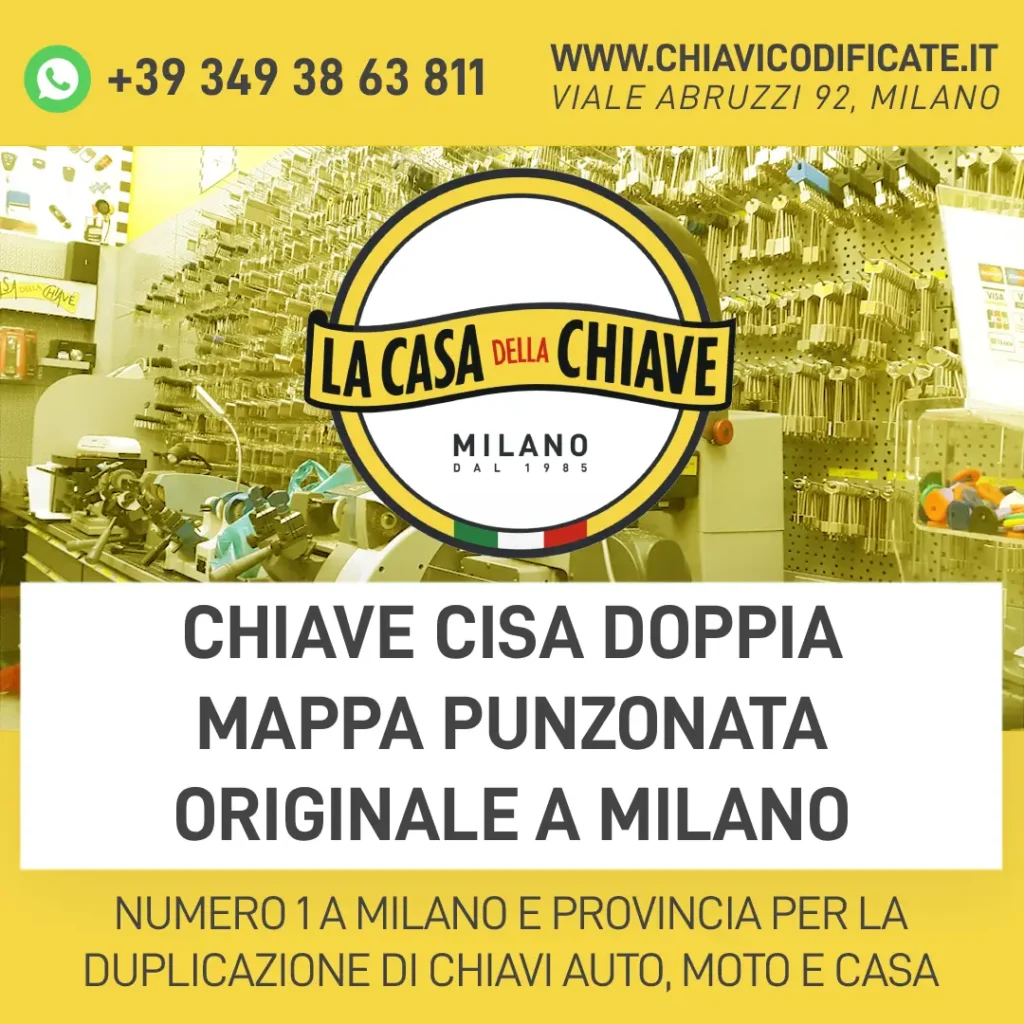 Chiave CISA doppia mappa punzonata originale a Milano