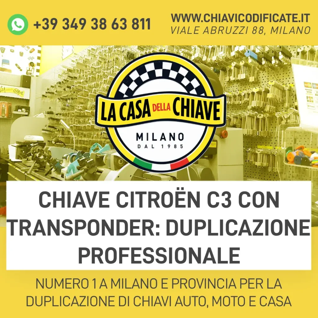Chiave Citroën C3 con Transponder: Duplicazione Professionale